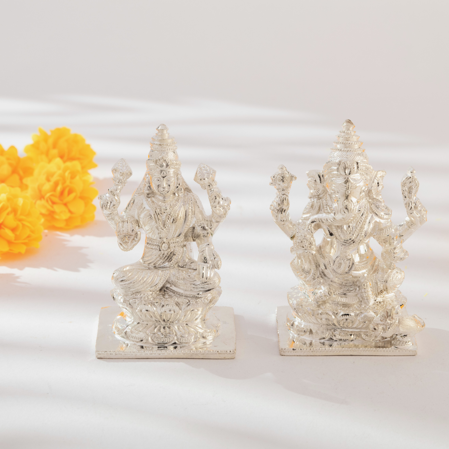 Pure Silver Goddess Lakshmi and Lord Ganesh set