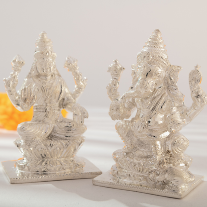 Pure Silver Goddess Lakshmi and Lord Ganesh set