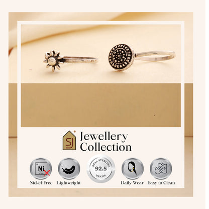Floral Charm Clip-On 925 Silver Nose Ring - Set of 3