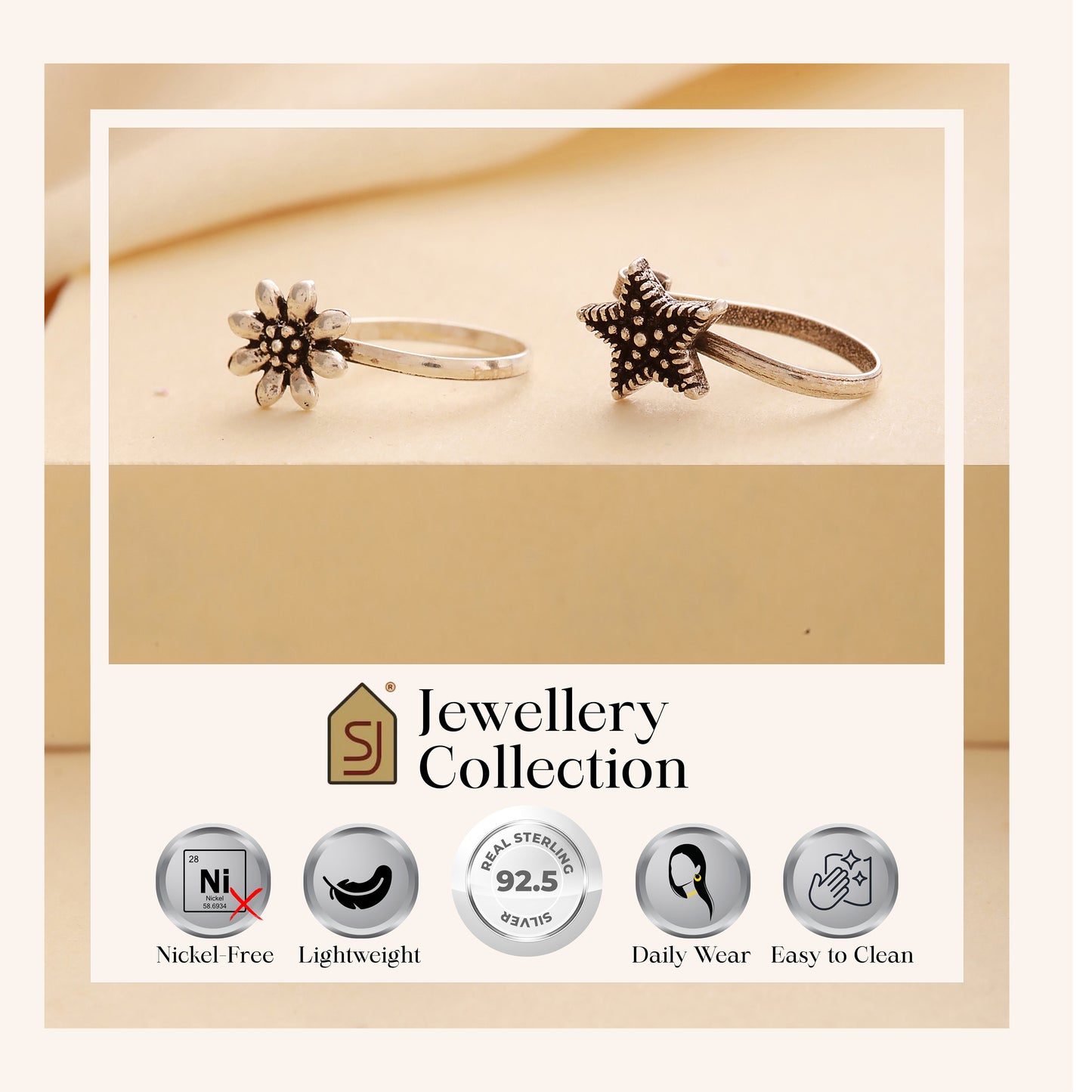 925 Silver Oxidised Clip-on Nose Ring - Set of 3