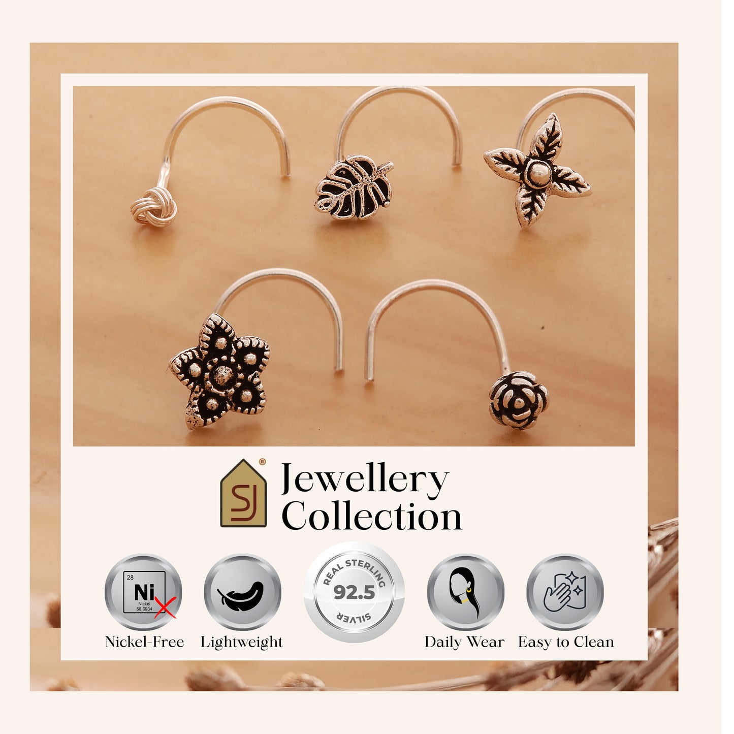 925 Silver Wire Nosepin - Set of 5