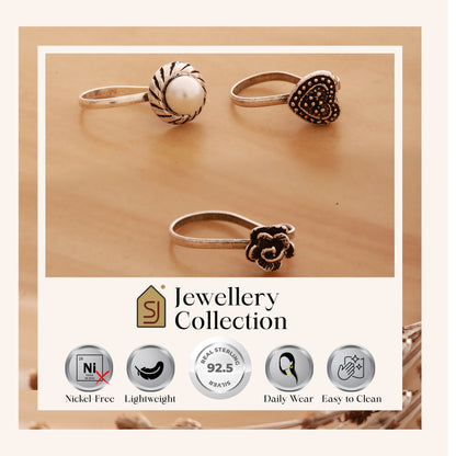 Sterling Silver Oxidised Clip-on Nose Ring - Set of 3