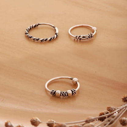 925 Sterling Silver Nosering - Set of 3