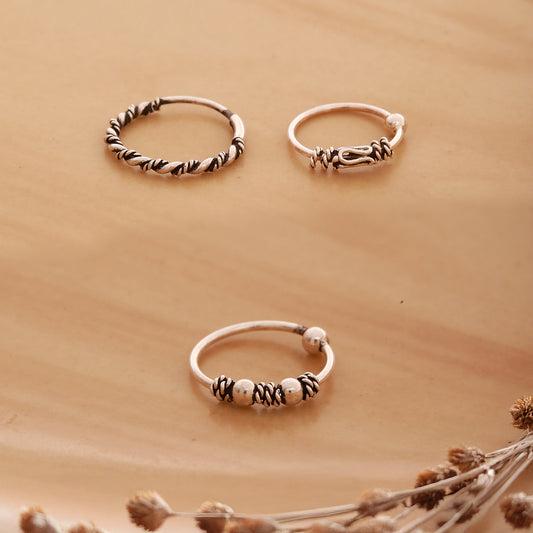 925 Sterling Silver Nosering - Set of 3