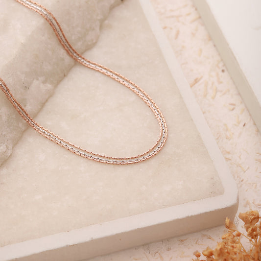 925 Two-tone Rose Gold Silver Chain