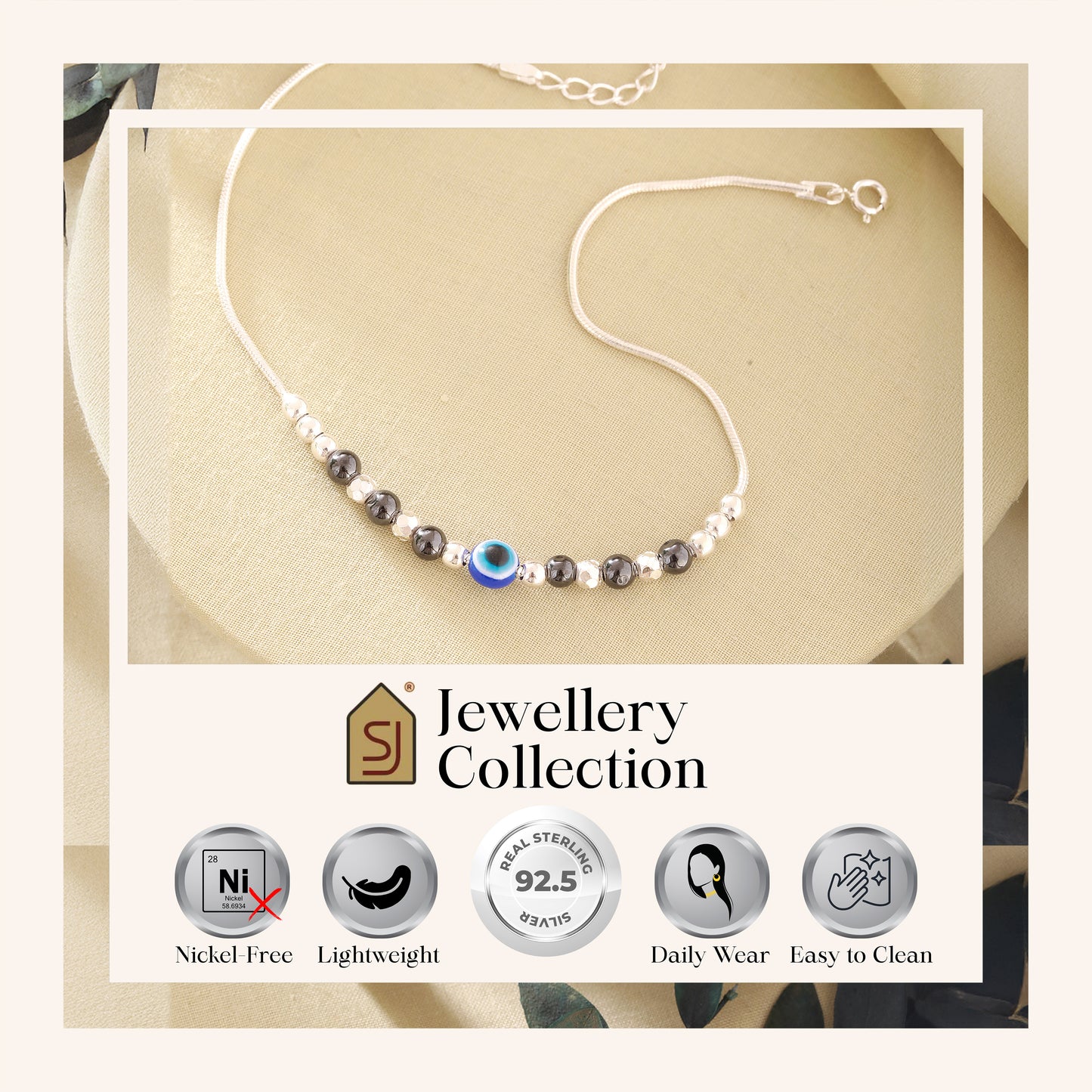 925 Sterling Silver Evil Eye Anklet