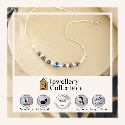 925 Sterling Silver Evil Eye Anklet