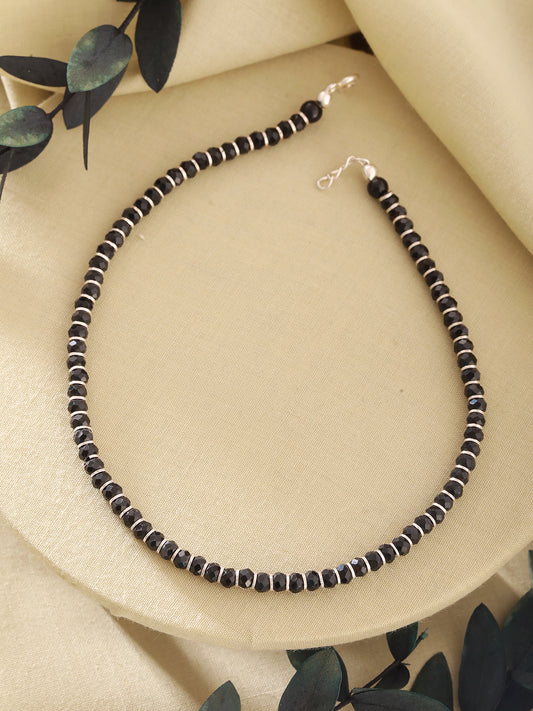 925 Black Beaded Sterling Silver Anklet