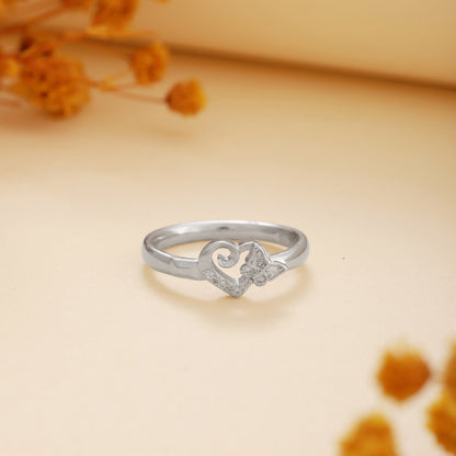 925 Silver Hearts and Butterflies Ring