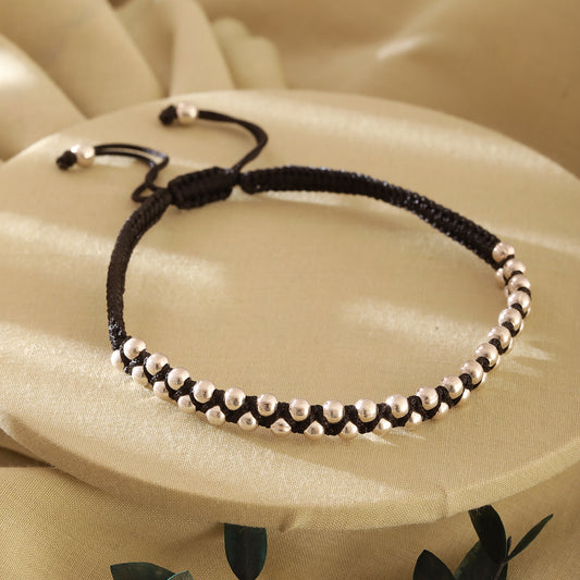 925 Sterling Silver Beaded Anklet
