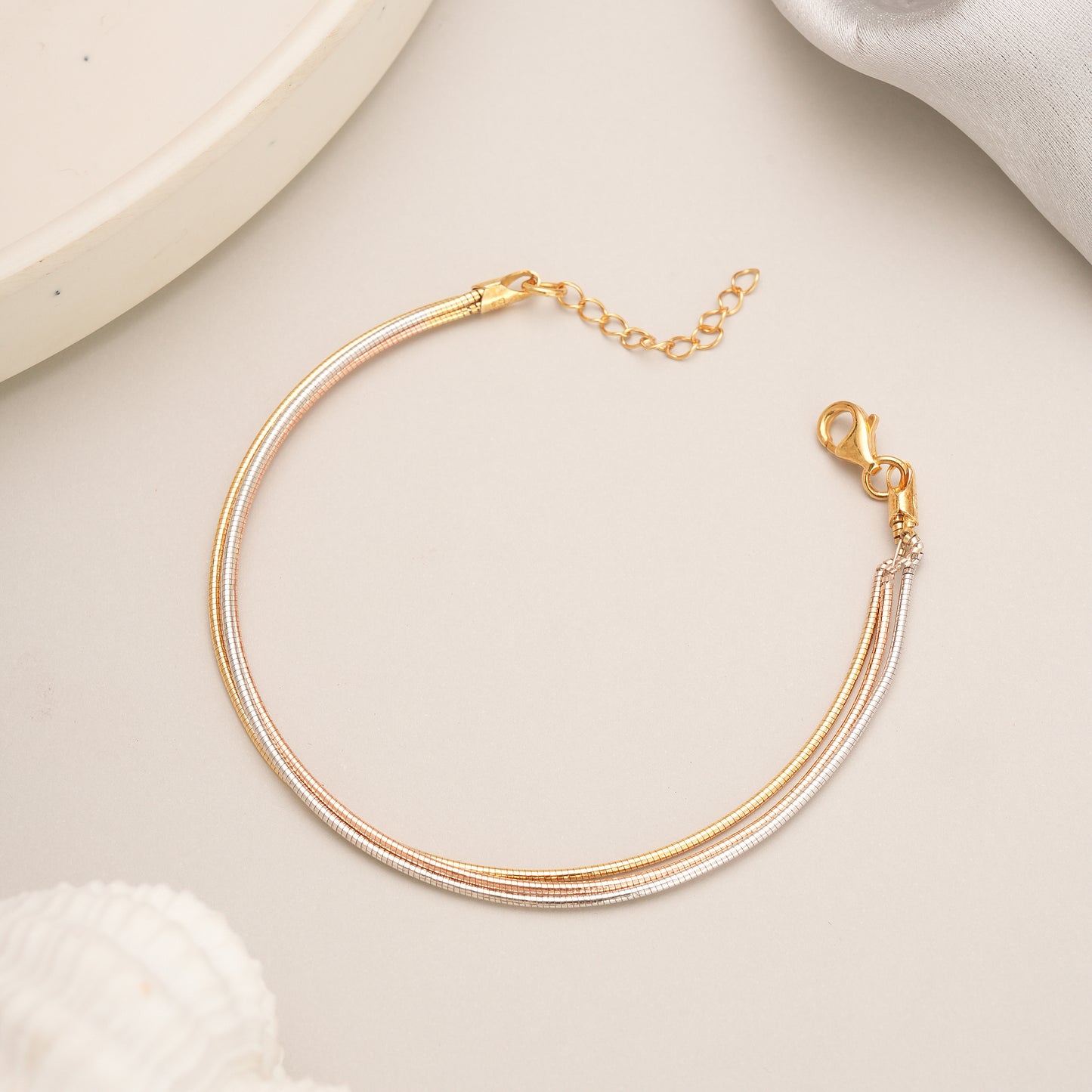 925 Silver Three-tone Bracelet