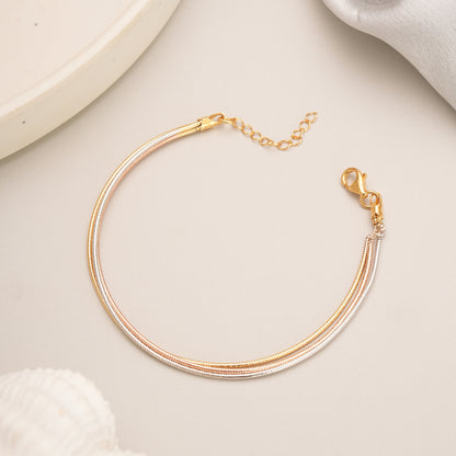 925 Silver Three-tone Bracelet