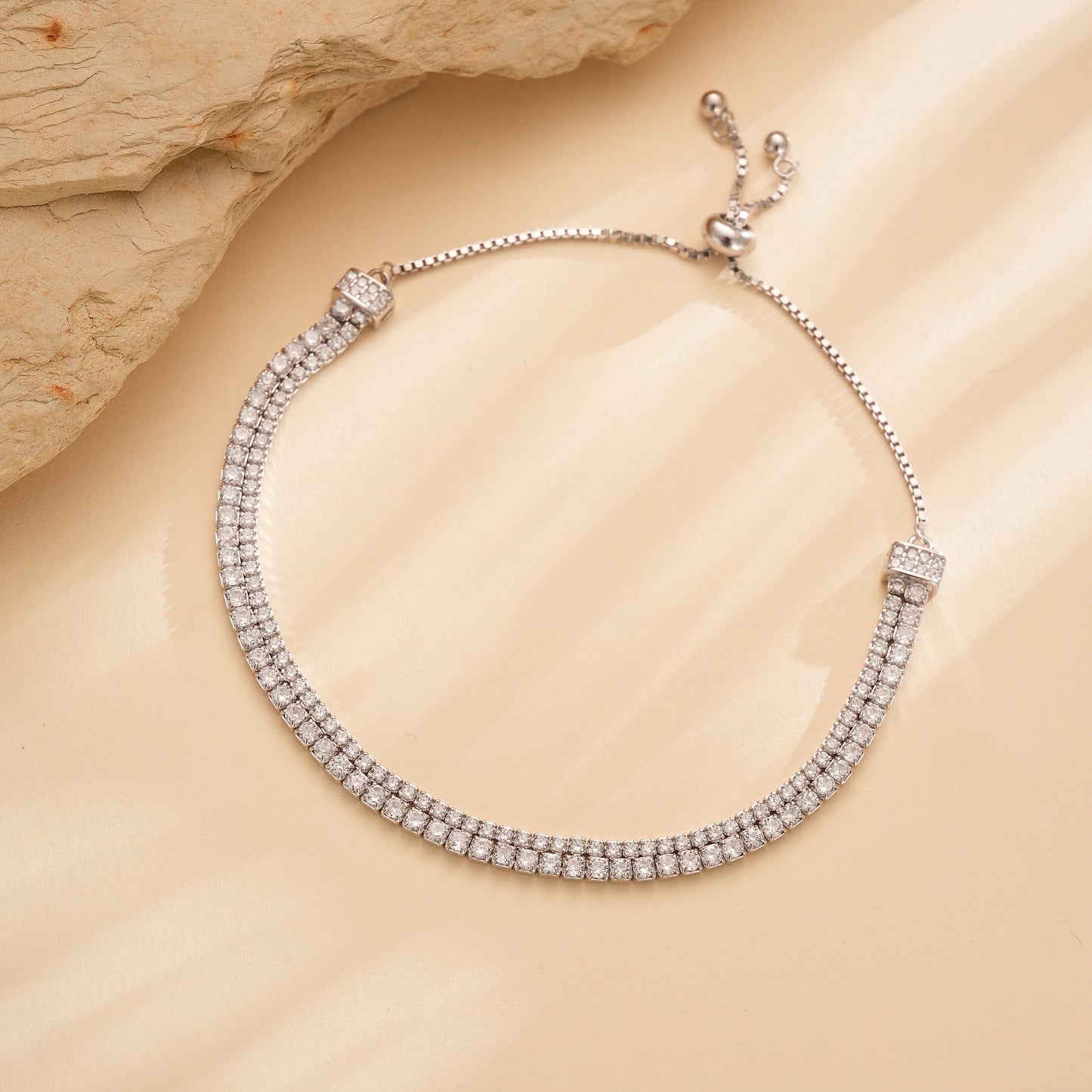 Radiant Dual Line 925 Silver CZ Bracelet