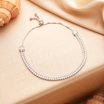 Radiant Dual Line 925 Silver CZ Bracelet