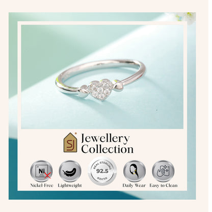 925 Silver Ring with Delicate Hearts