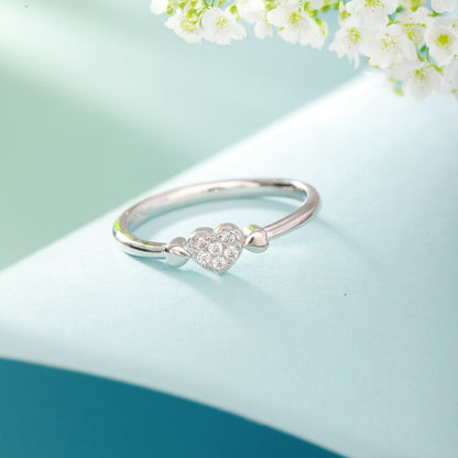 925 Silver Ring with Delicate Hearts