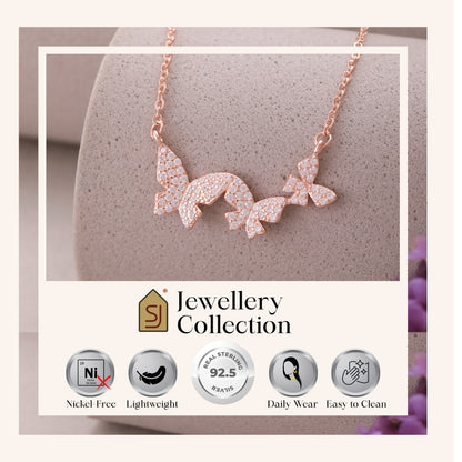 Rose Gold Chain and Butterfly Pendant in 925 Silver