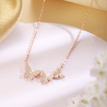 Rose Gold Chain and Butterfly Pendant in 925 Silver