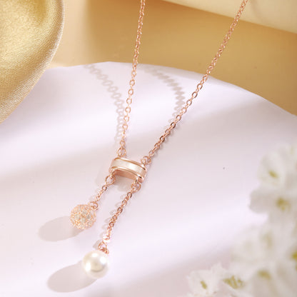 Rose Gold Pearl Locket Chain in 925 Silver