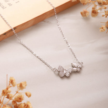 Silver 925 CZ Studded Twin Butterfly Locket & Chain