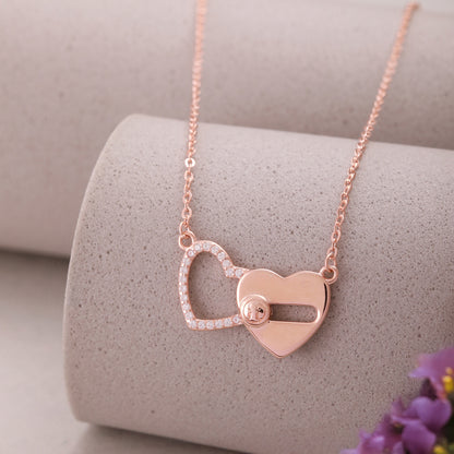 Rose Gold Entwined Hearts Necklace in 925 Silver
