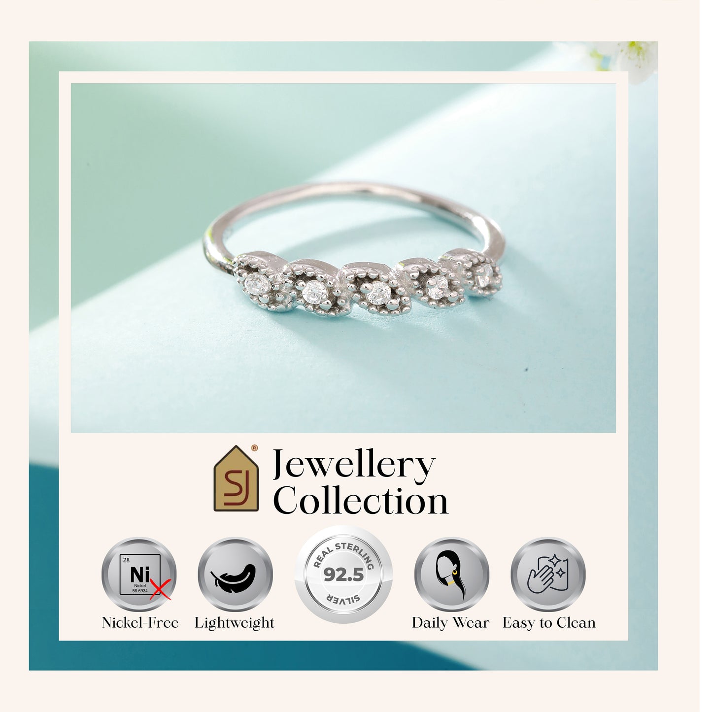 Leafy CZ-Studded 925 Sterling Silver Ring