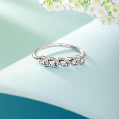Leafy CZ-Studded 925 Sterling Silver Ring