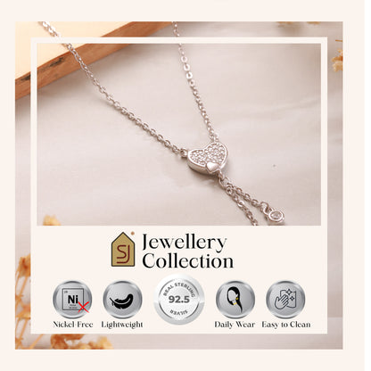 Sterling Silver Heart Drop CZ Necklace
