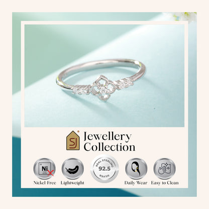 925 Sterling Silver CZ Floral Ring