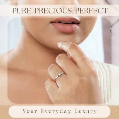 925 Sterling Silver CZ Floral Ring