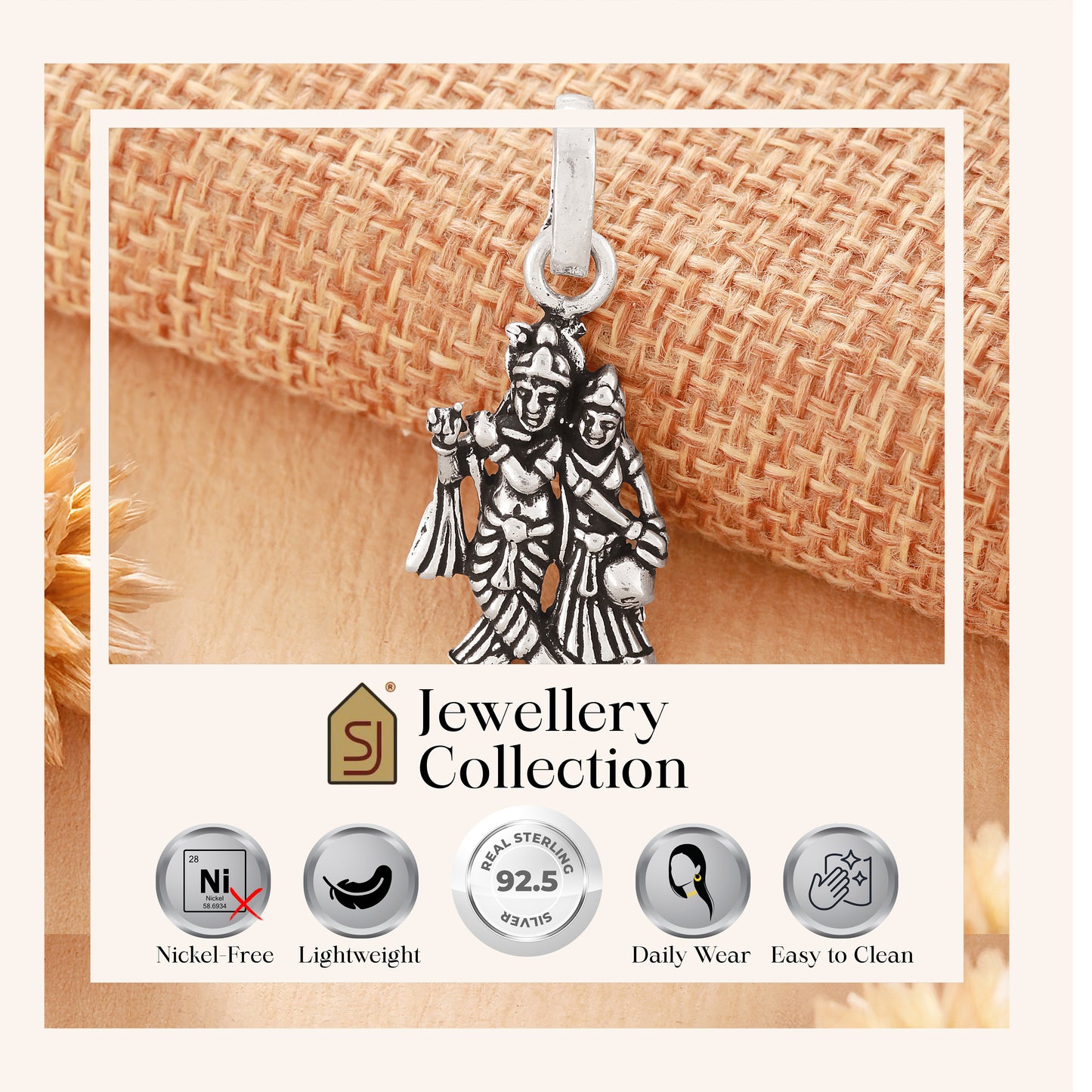 925 Silver Radha Krishna Locket