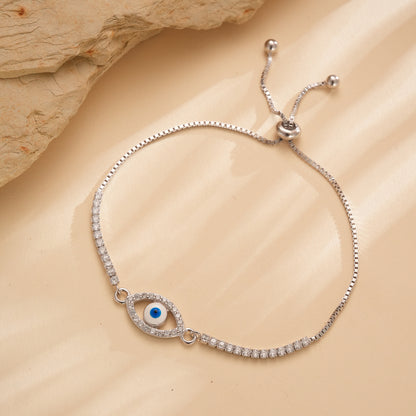 Dainty Evil Eye Sterling Silver Bracelet