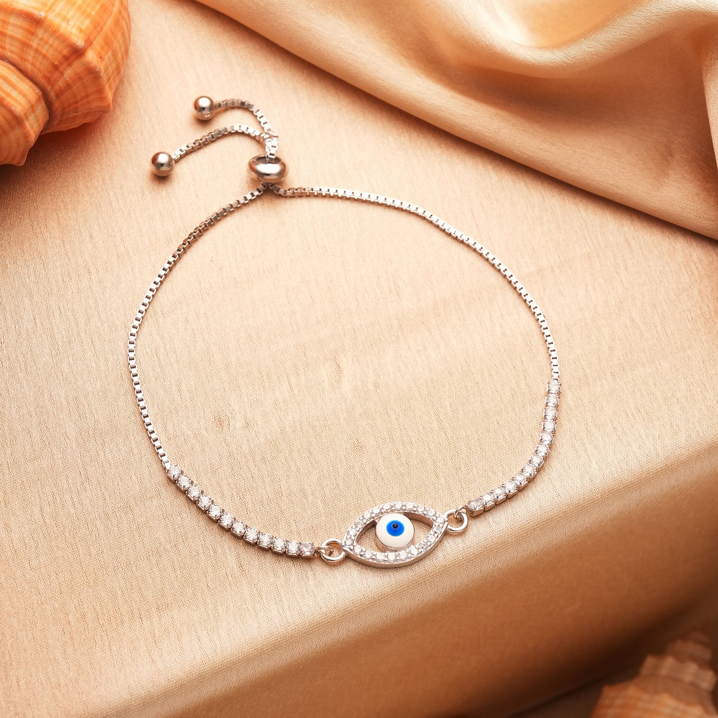 Dainty Evil Eye Sterling Silver Bracelet