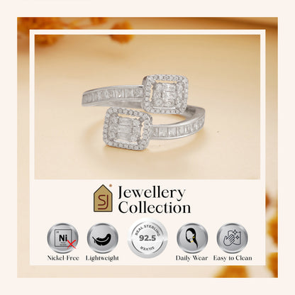 925 Silver Crystal Baguettes Ring
