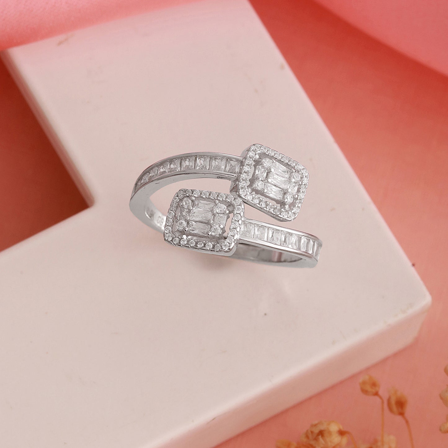 925 Silver Crystal Baguettes Ring