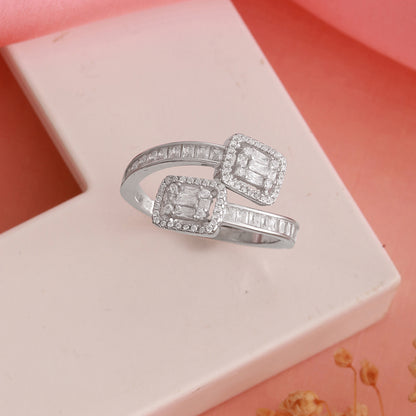 925 Silver Crystal Baguettes Ring