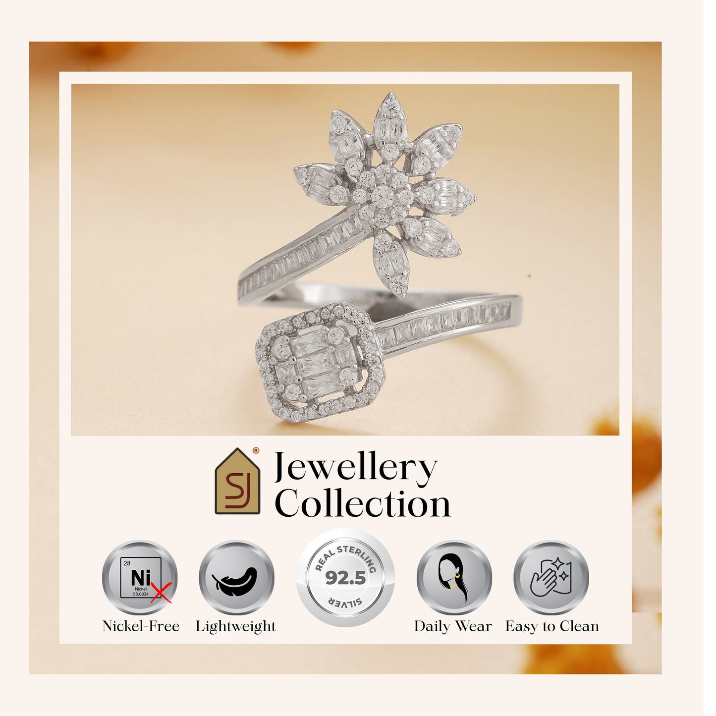 925 Sterling Silver Flower Ring