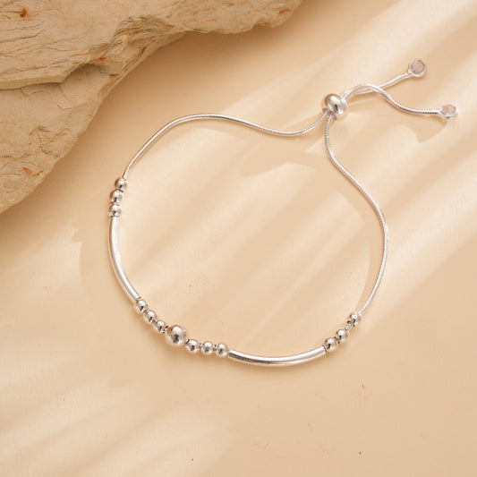 Adjustable Sterling Silver Bead Bracelet