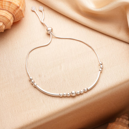 Adjustable Sterling Silver Bead Bracelet