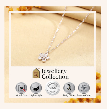 Floral CZ Sterling Silver Necklace