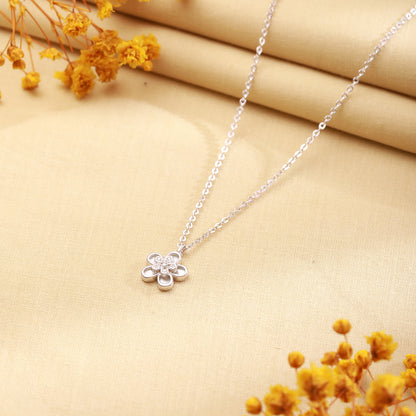 Floral CZ Sterling Silver Necklace