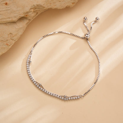 925 Silver CZ Studded Adjustable Bracelet
