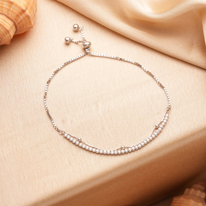 925 Silver CZ Studded Adjustable Bracelet