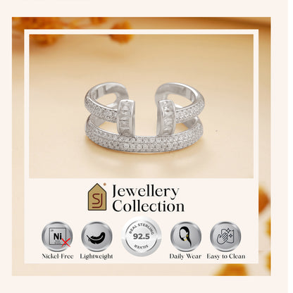 925 Silver Bling CZ Studded Ring