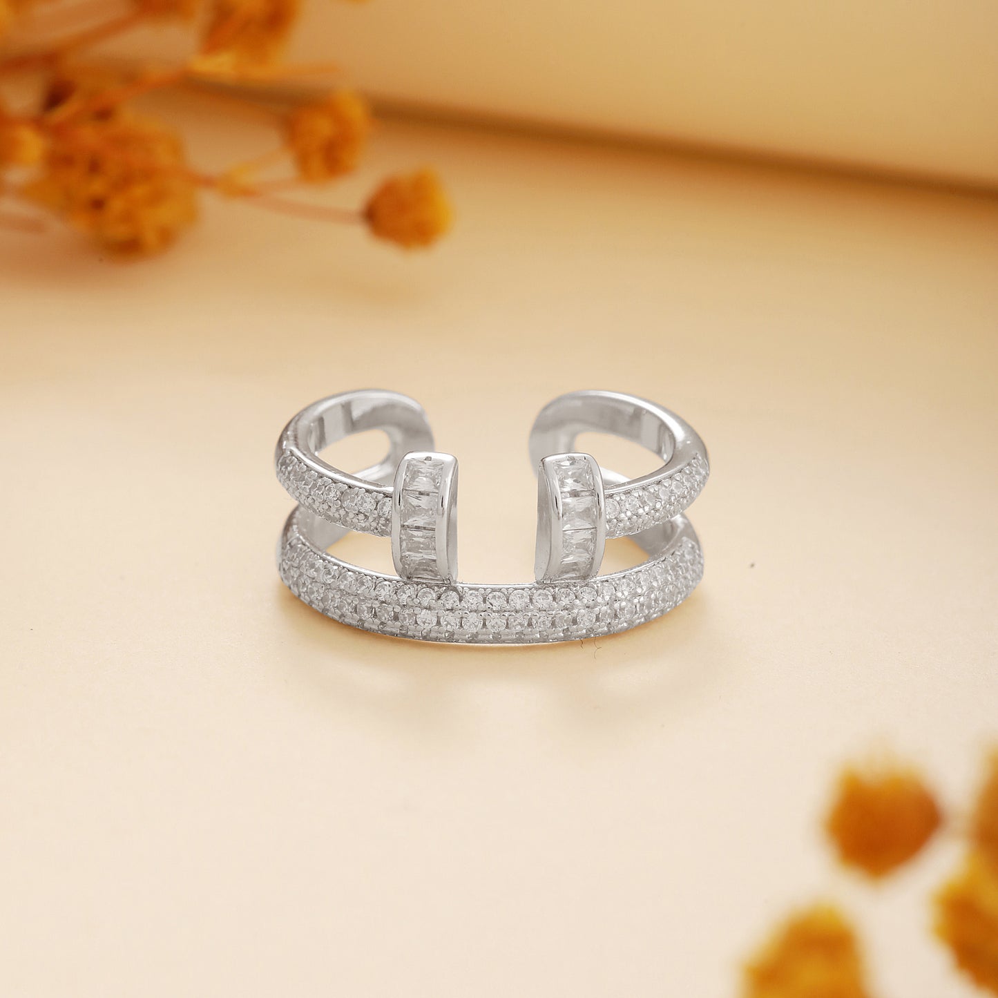 925 Silver Bling CZ Studded Ring