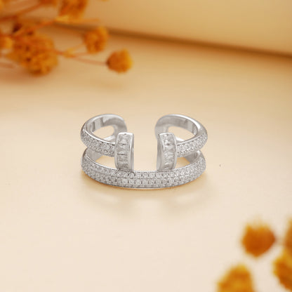 925 Silver Bling CZ Studded Ring