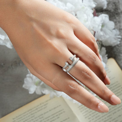 925 Silver Bling CZ Studded Ring