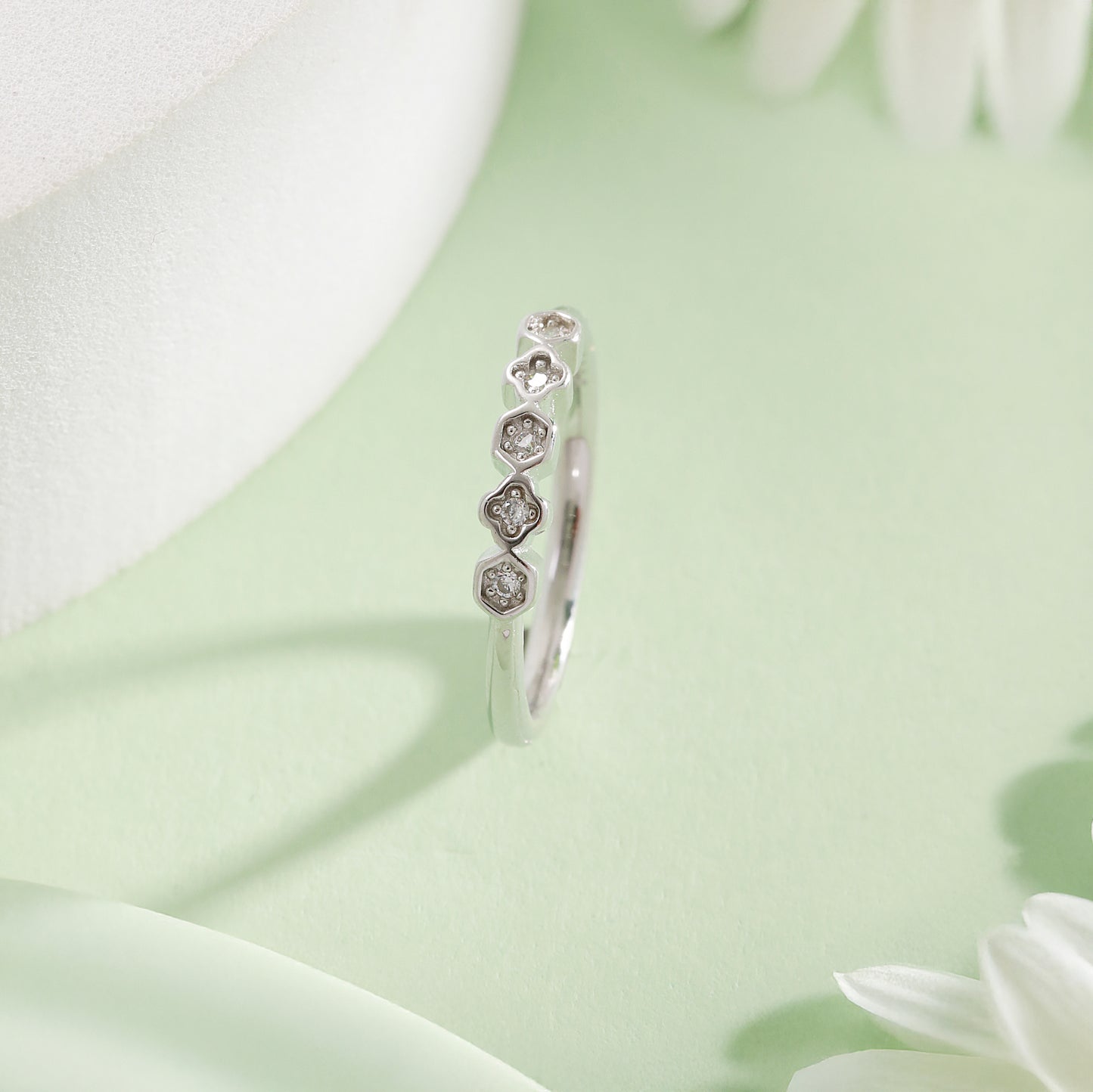Classic CZ Studded 925 Silver Ring
