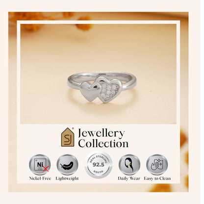 Twin Heart Sterling Silver Ring