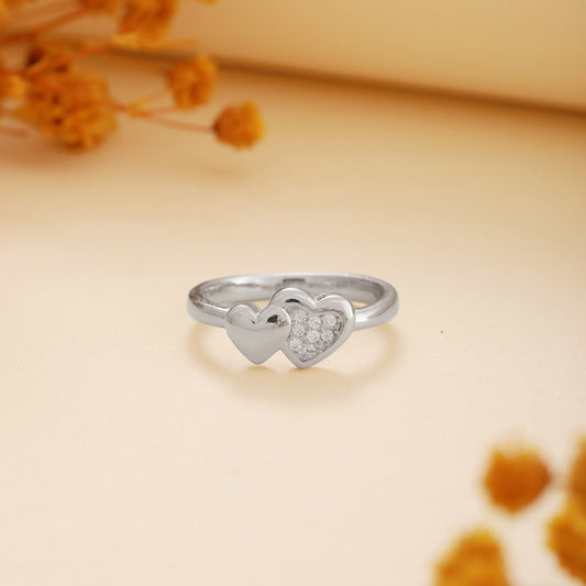 Twin Heart Sterling Silver Ring